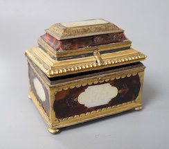 A 19th century gilt-brass and tortoiseshell casket 8cm